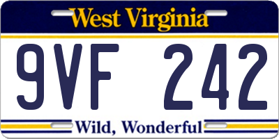WV license plate 9VF242