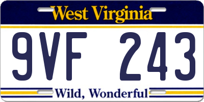 WV license plate 9VF243