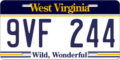 WV license plate 9VF244