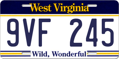 WV license plate 9VF245