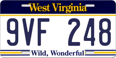 WV license plate 9VF248