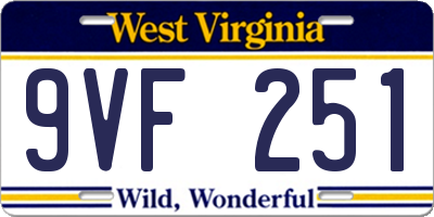 WV license plate 9VF251
