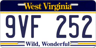 WV license plate 9VF252