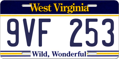 WV license plate 9VF253