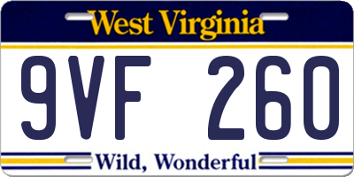 WV license plate 9VF260