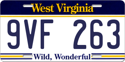 WV license plate 9VF263