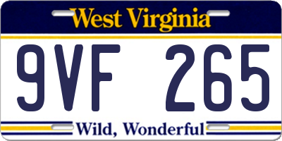 WV license plate 9VF265
