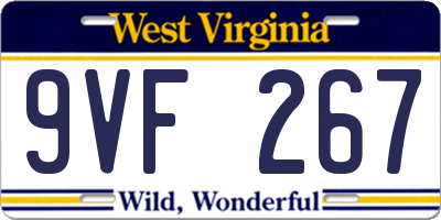 WV license plate 9VF267