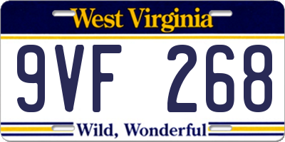 WV license plate 9VF268