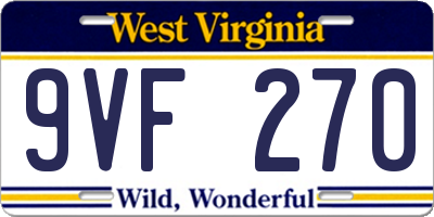 WV license plate 9VF270