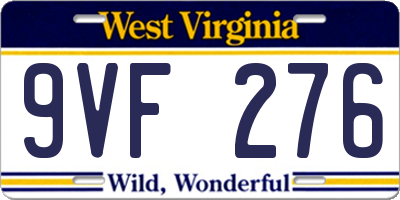 WV license plate 9VF276