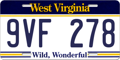WV license plate 9VF278