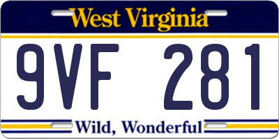 WV license plate 9VF281
