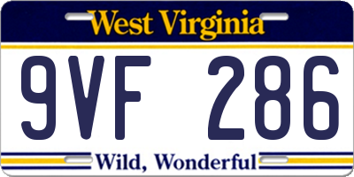 WV license plate 9VF286