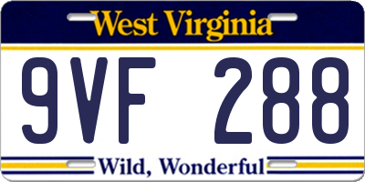 WV license plate 9VF288
