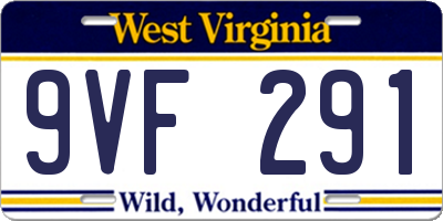 WV license plate 9VF291