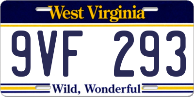 WV license plate 9VF293