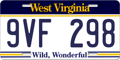 WV license plate 9VF298