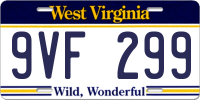 WV license plate 9VF299