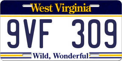 WV license plate 9VF309