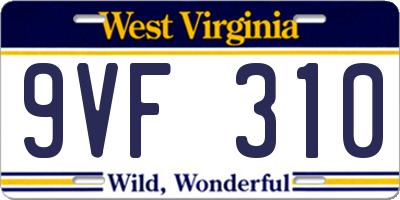 WV license plate 9VF310