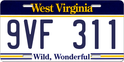 WV license plate 9VF311