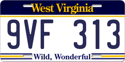 WV license plate 9VF313