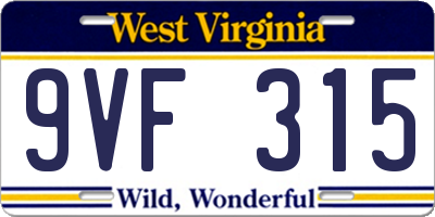 WV license plate 9VF315