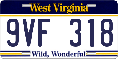 WV license plate 9VF318