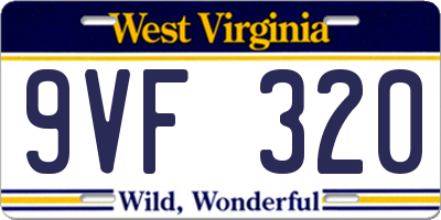 WV license plate 9VF320