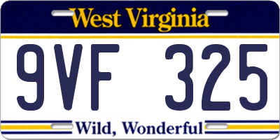 WV license plate 9VF325
