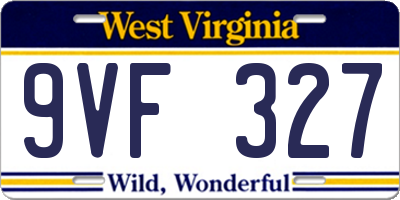 WV license plate 9VF327