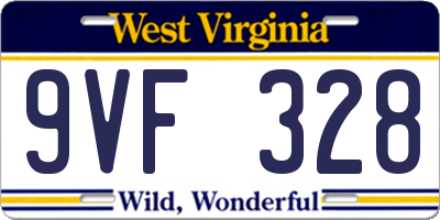 WV license plate 9VF328