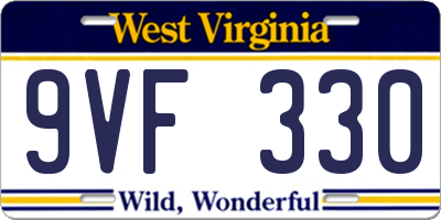 WV license plate 9VF330
