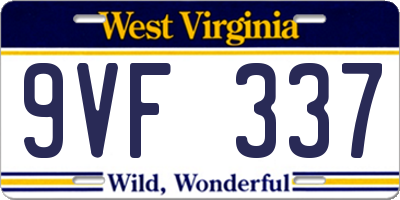 WV license plate 9VF337