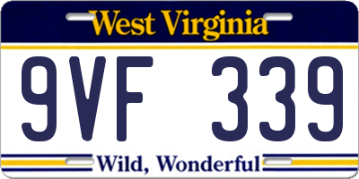 WV license plate 9VF339