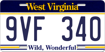 WV license plate 9VF340