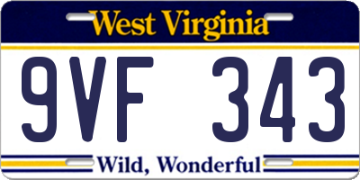 WV license plate 9VF343