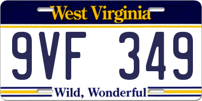 WV license plate 9VF349