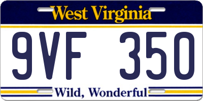 WV license plate 9VF350