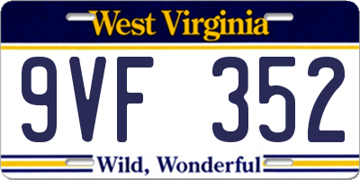 WV license plate 9VF352
