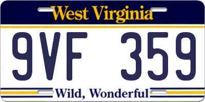 WV license plate 9VF359