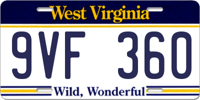 WV license plate 9VF360