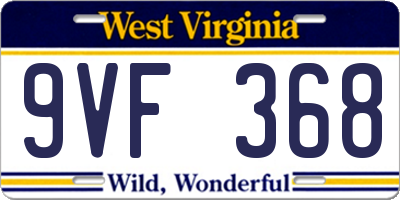 WV license plate 9VF368