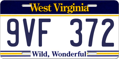 WV license plate 9VF372