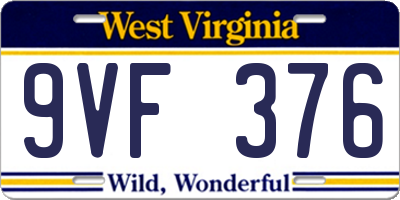 WV license plate 9VF376