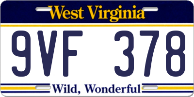WV license plate 9VF378