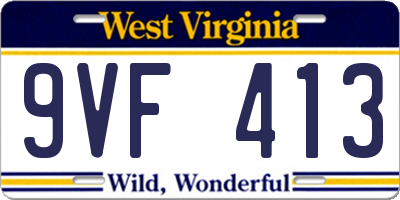 WV license plate 9VF413