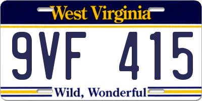 WV license plate 9VF415