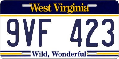 WV license plate 9VF423